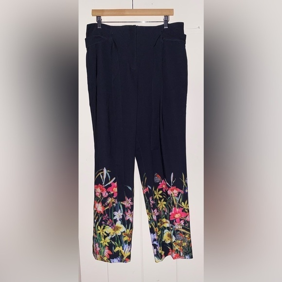 Kate & Mallory Floral‎ Straight Leg Pants Career Business Office Work Women L - Picture 7 of 11